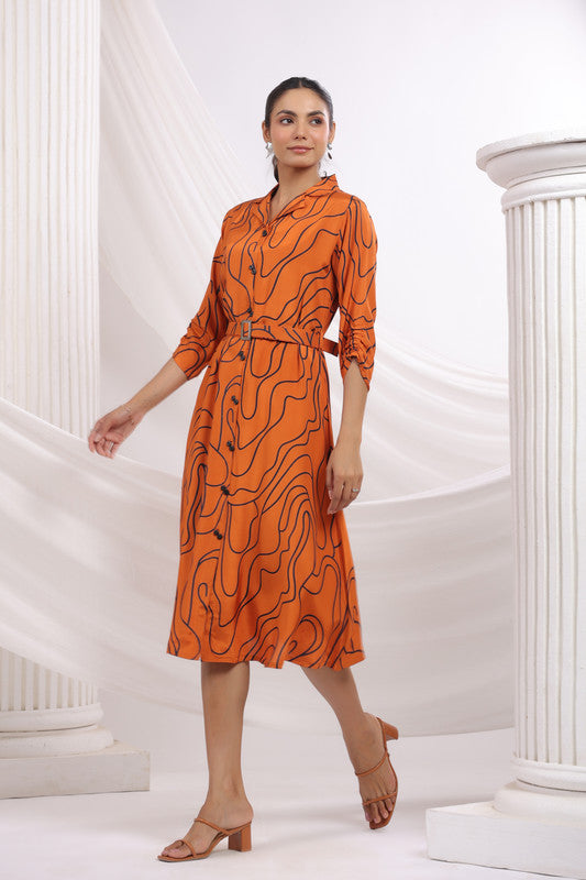 Stormy Lines Russian Silk Dress