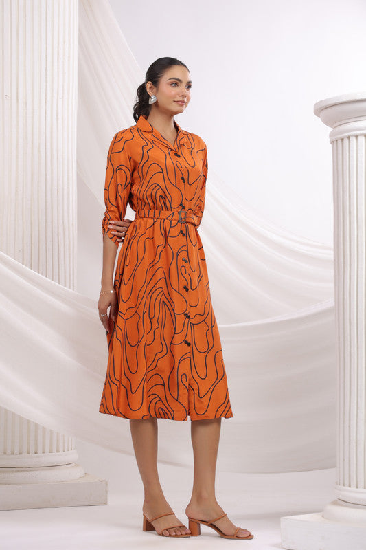 Stormy Lines Russian Silk Dress
