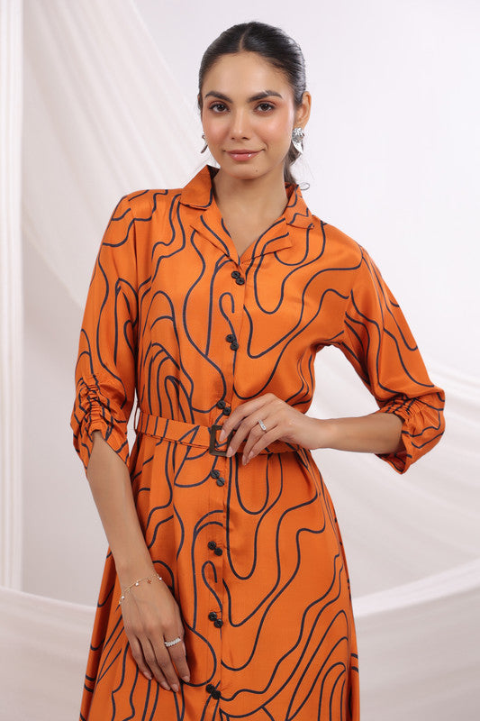 Stormy Lines Russian Silk Dress