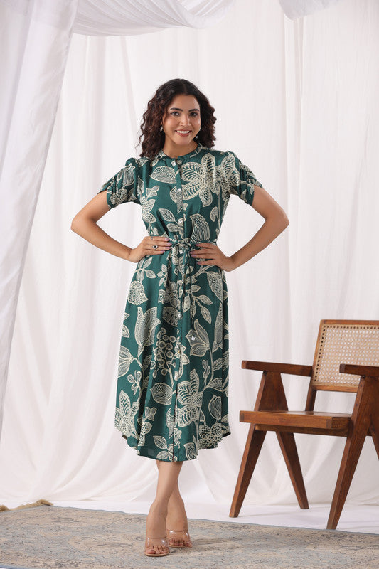 Seafoam Petals Russian Silk Dress