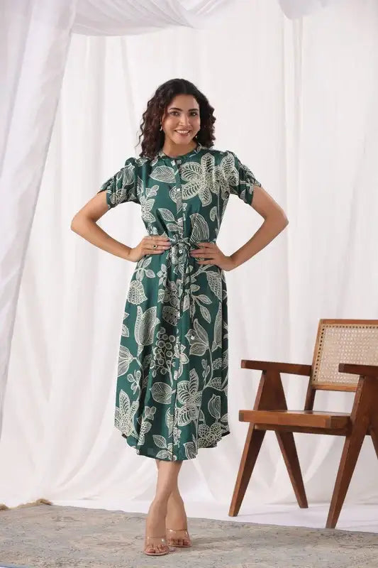 Seafoam Petals Russian Silk Dress