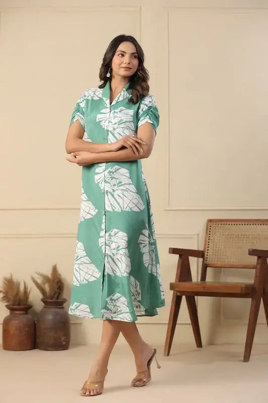 Seafoam Glow Russian Silk Dress