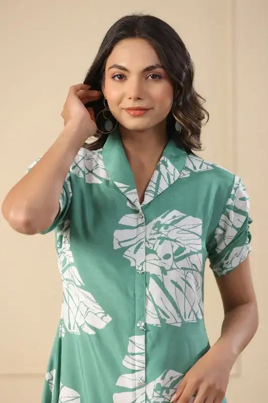 Seafoam Glow Russian Silk Dress
