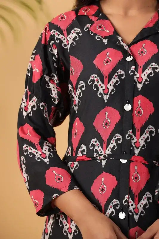 Crimson Charm A-Line Russian Silk Dress