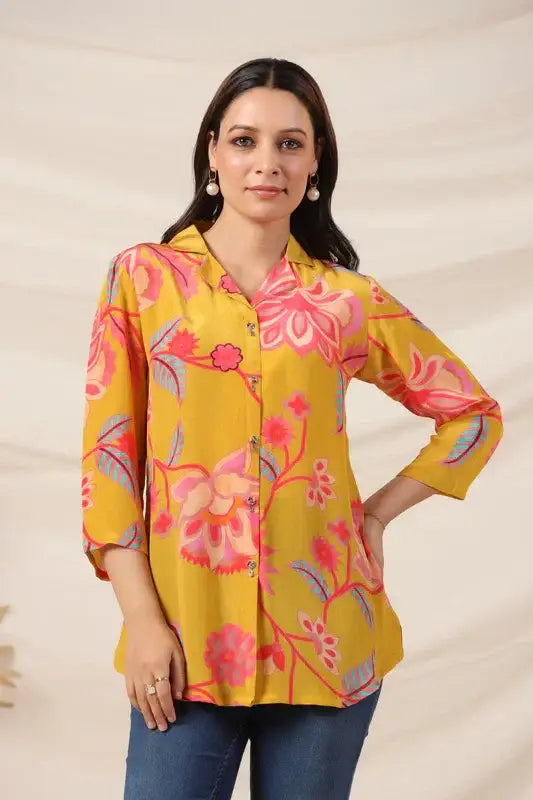 Sunset Petals Russian Silk Top