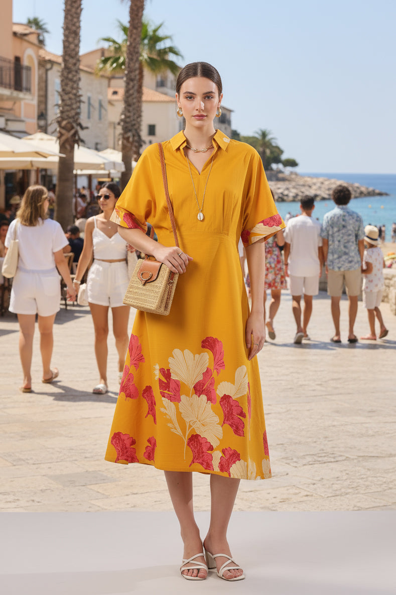 Marigold Rouge Yellow Cotton Dress Marigold Rouge Yellow Cotton Dress