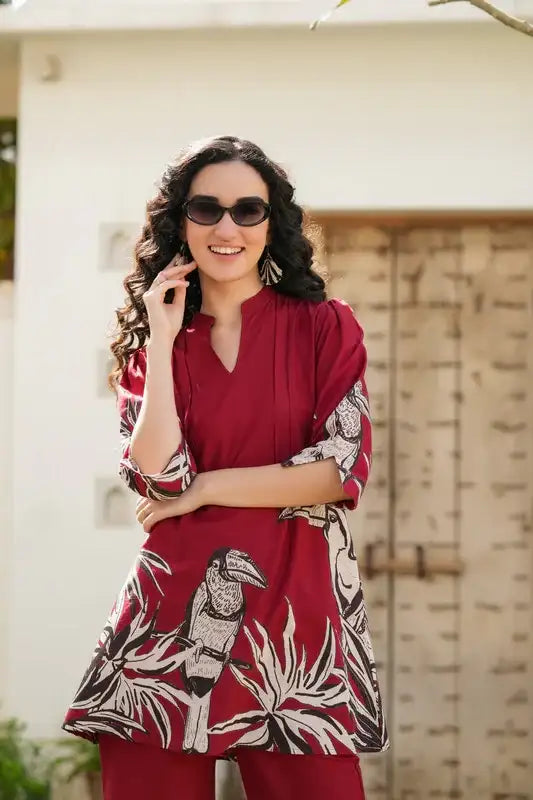 Scarlet Glow Cotton Co-ord Set