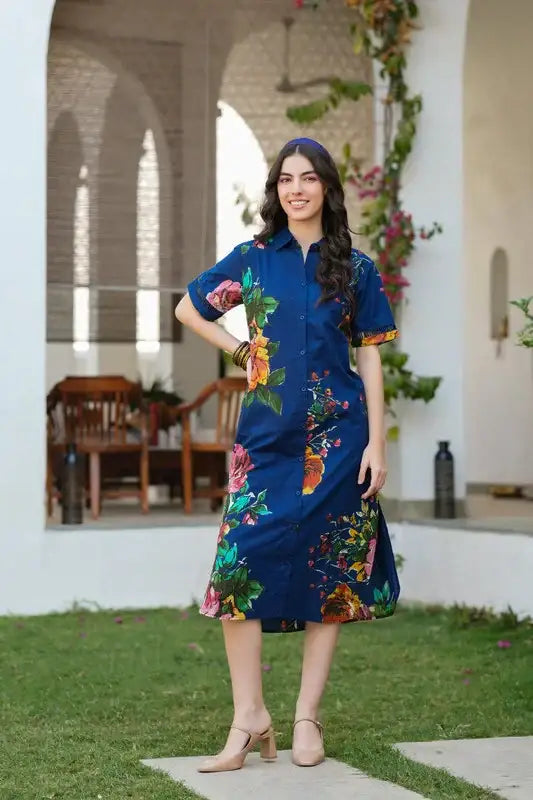 Twilight Garden Shirt Cotton Dress