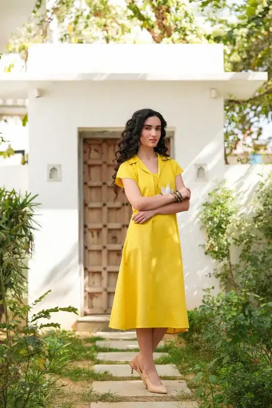 Sunflower Bloom Jacket Cotton Flex Dress