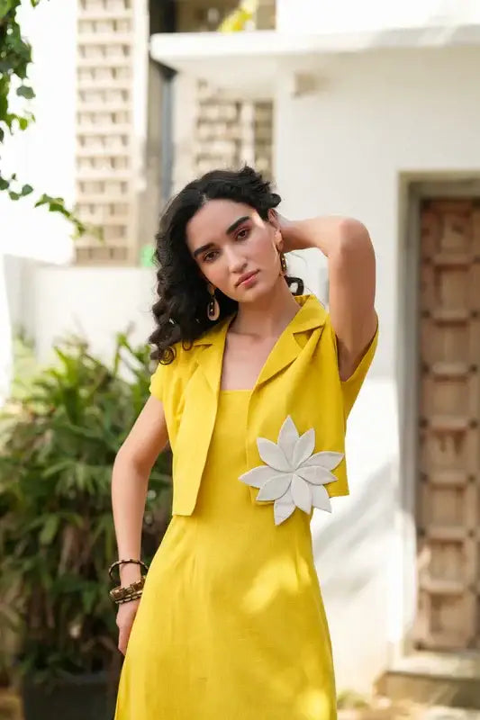 Sunflower Bloom Jacket Cotton Flex Dress