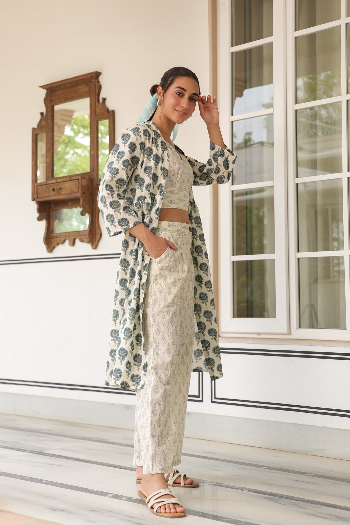 Trio Of Blooms Three Piece Cotton Co-ord Set