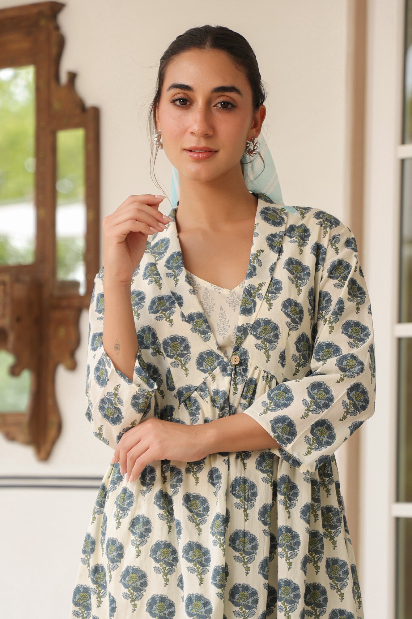 Trio Of Blooms Three Piece Cotton Co-ord Set