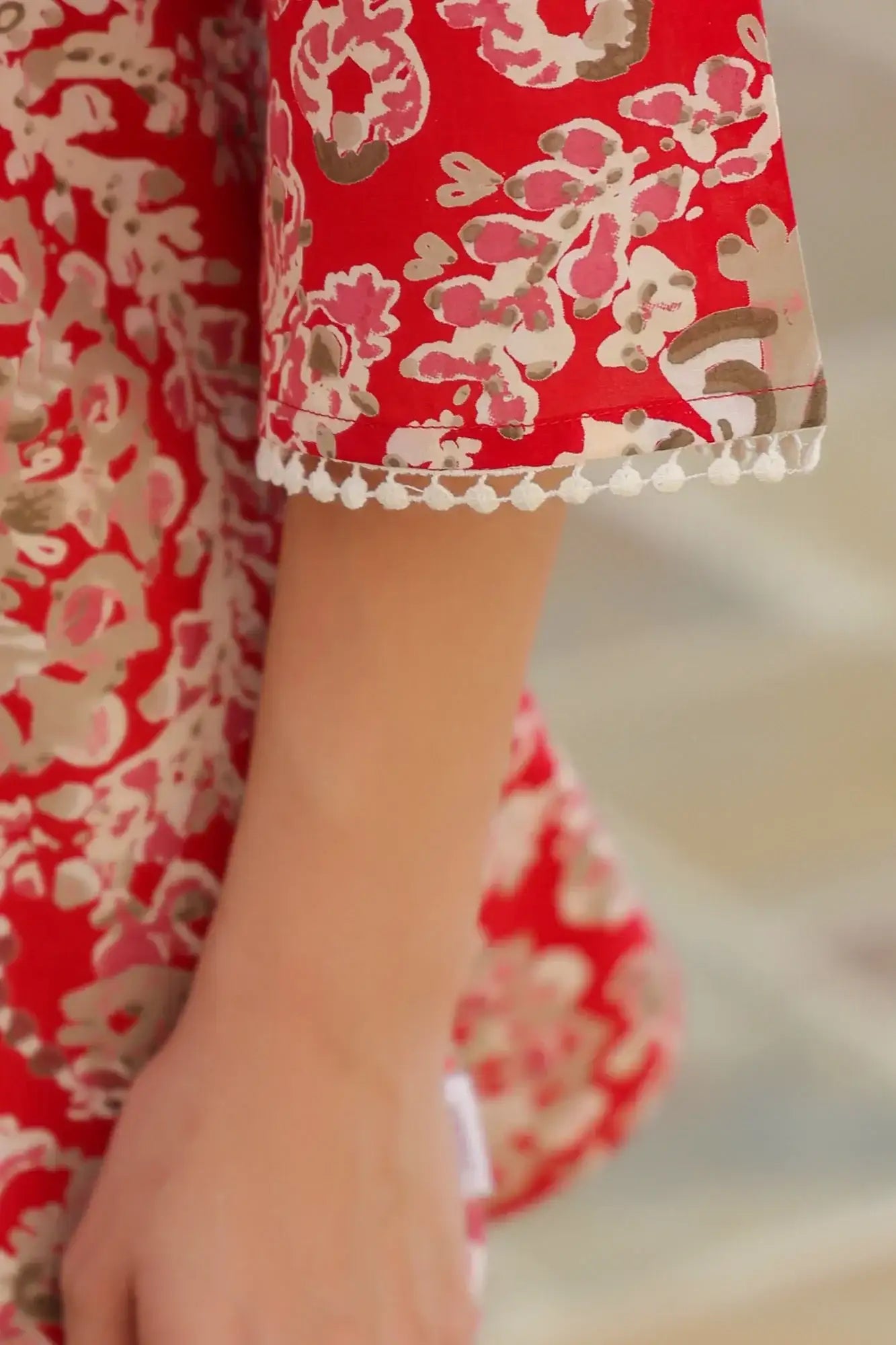 Vibrant Meadow Red Cotton Co-ord Set