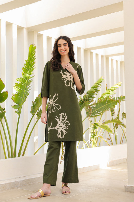 Olive Meadow Cotton Co-ord Set
