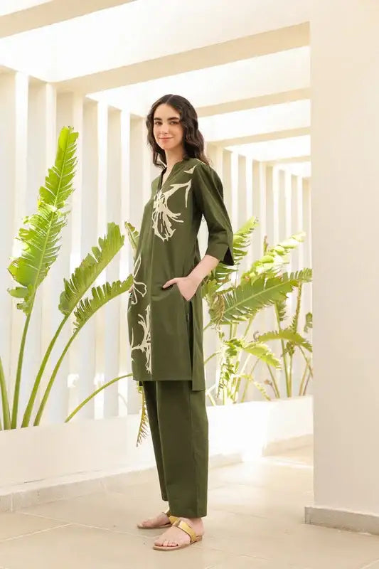 Olive Meadow Cotton Co-ord Set