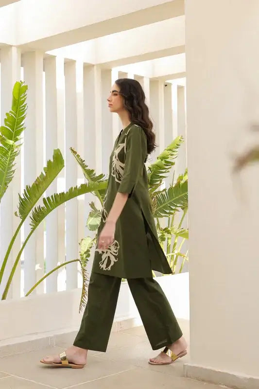 Olive Meadow Cotton Co-ord Set