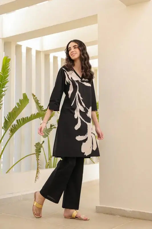Ink Black Flora Cotton Co-ord Set