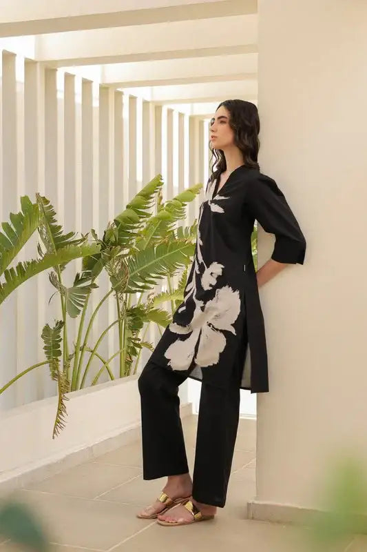 Ink Black Flora Cotton Co-ord Set
