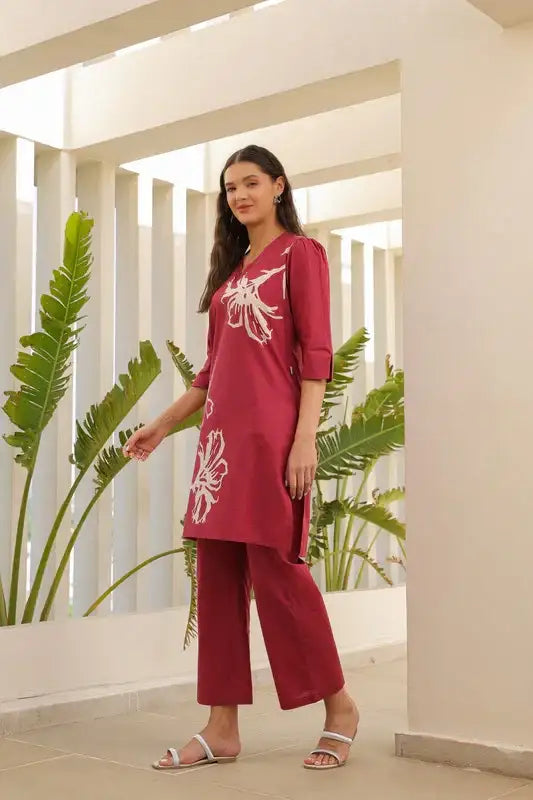 Cherry Peach Cotton Co-ord Set