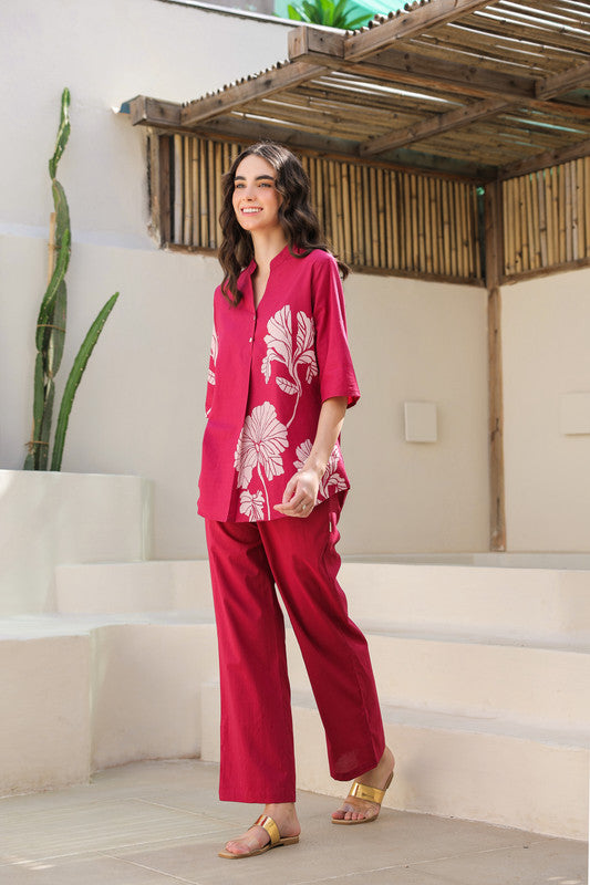 Cherry Red Cotton Co-ord Set