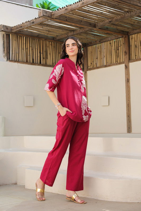 Cherry Red Cotton Co-ord Set
