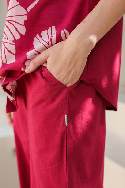 Cherry Red Cotton Co-ord Set