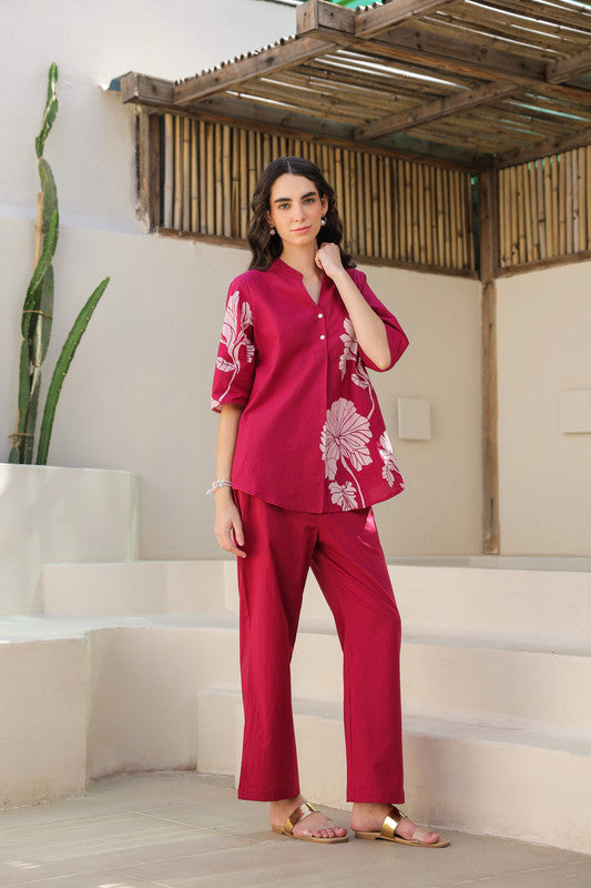 Cherry Red Cotton Co-ord Set