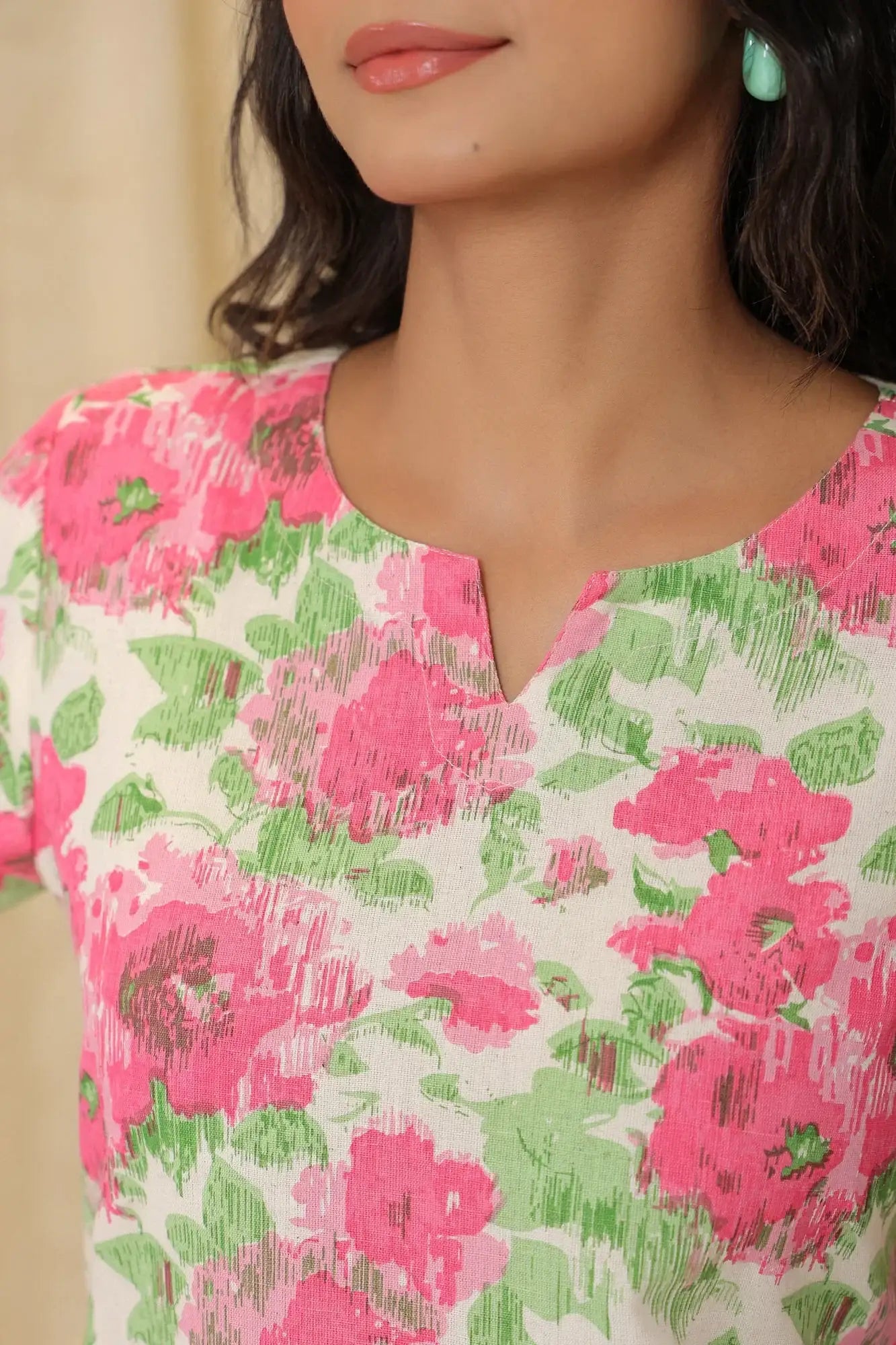 Strawberry Snap White Cotton Flex Palazzo Loungewear Set