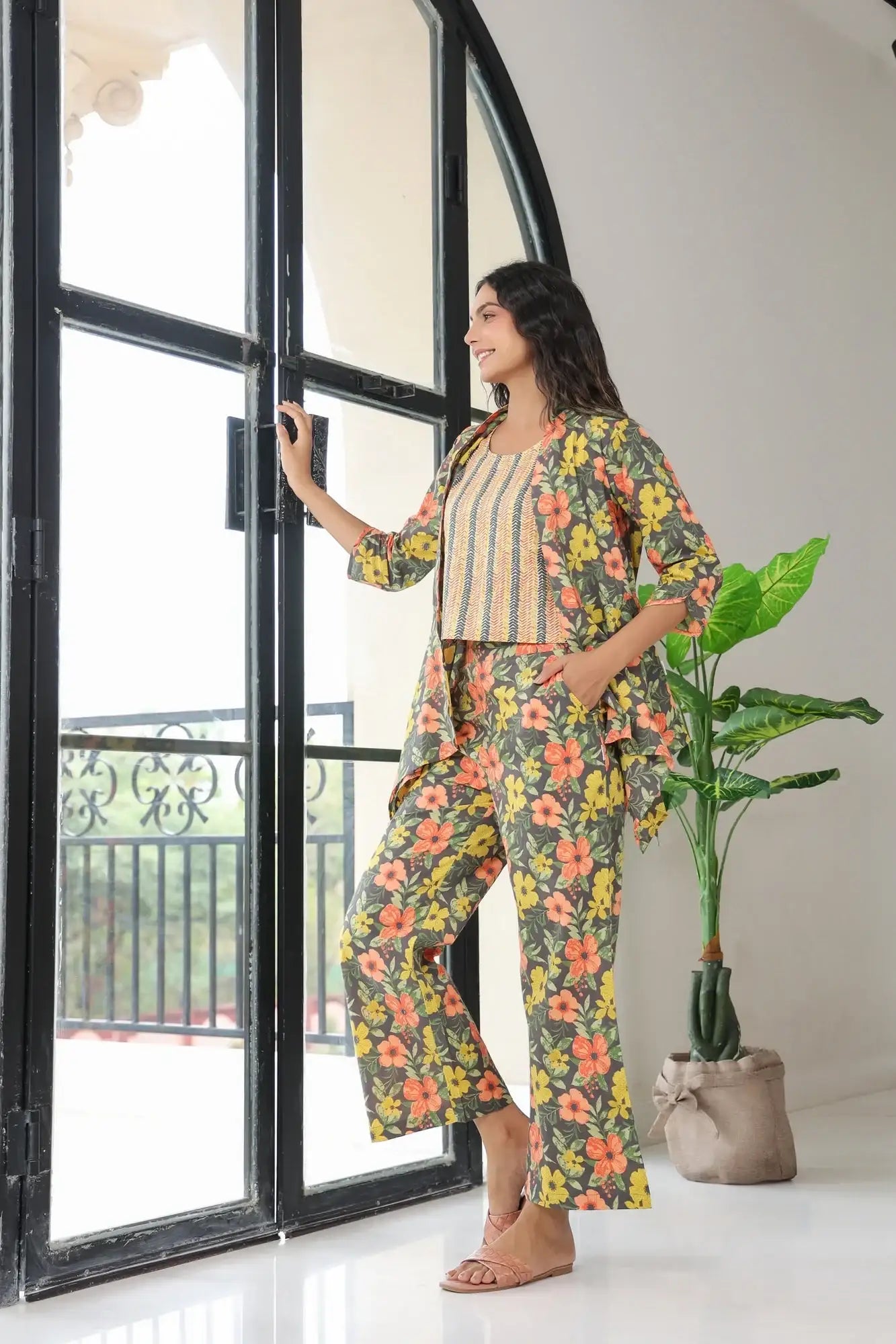 Blooming Radiance Green Cotton Co-ord Set