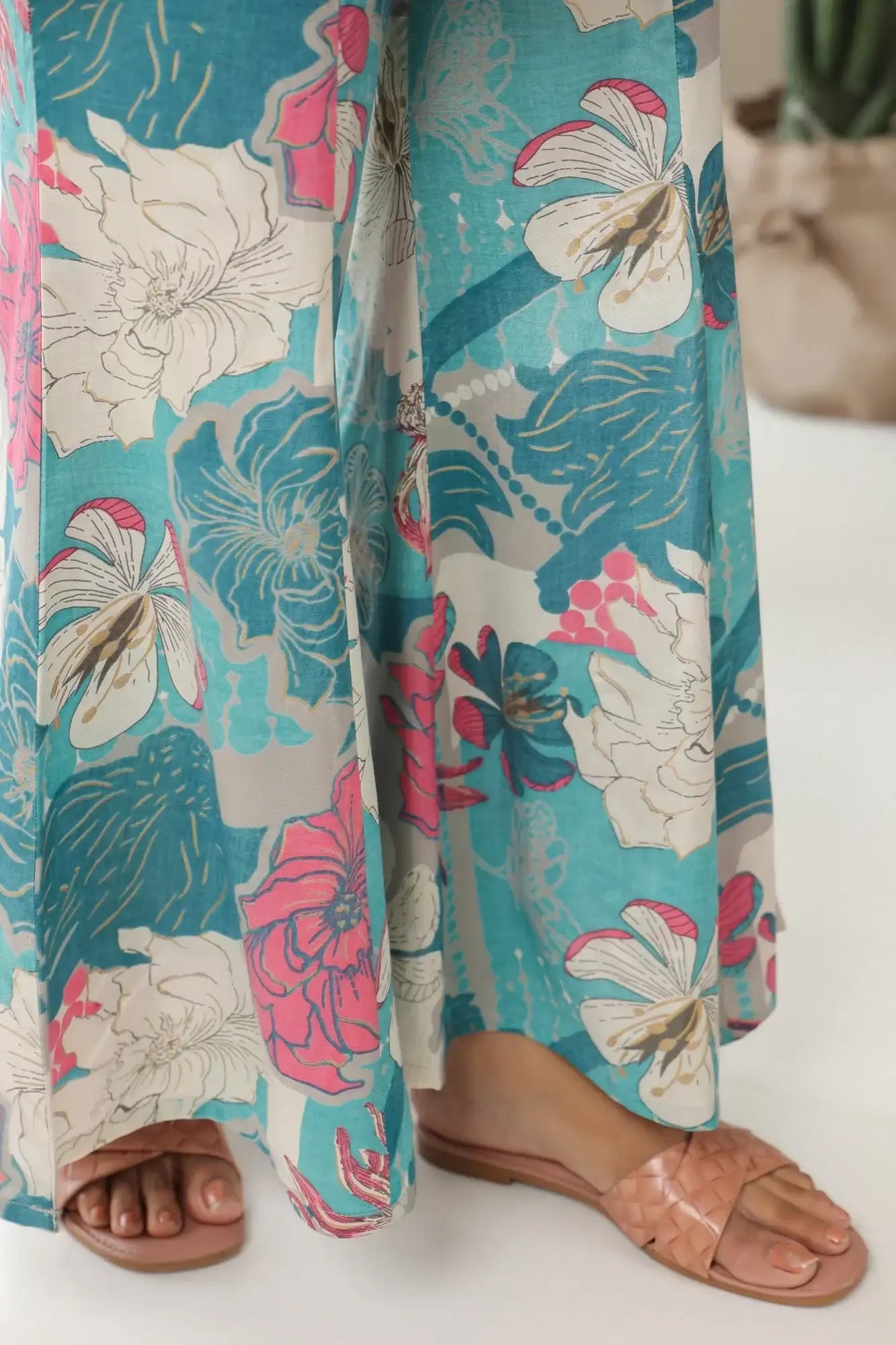 Retro Feel Blue Russian Silk Co-ord Set