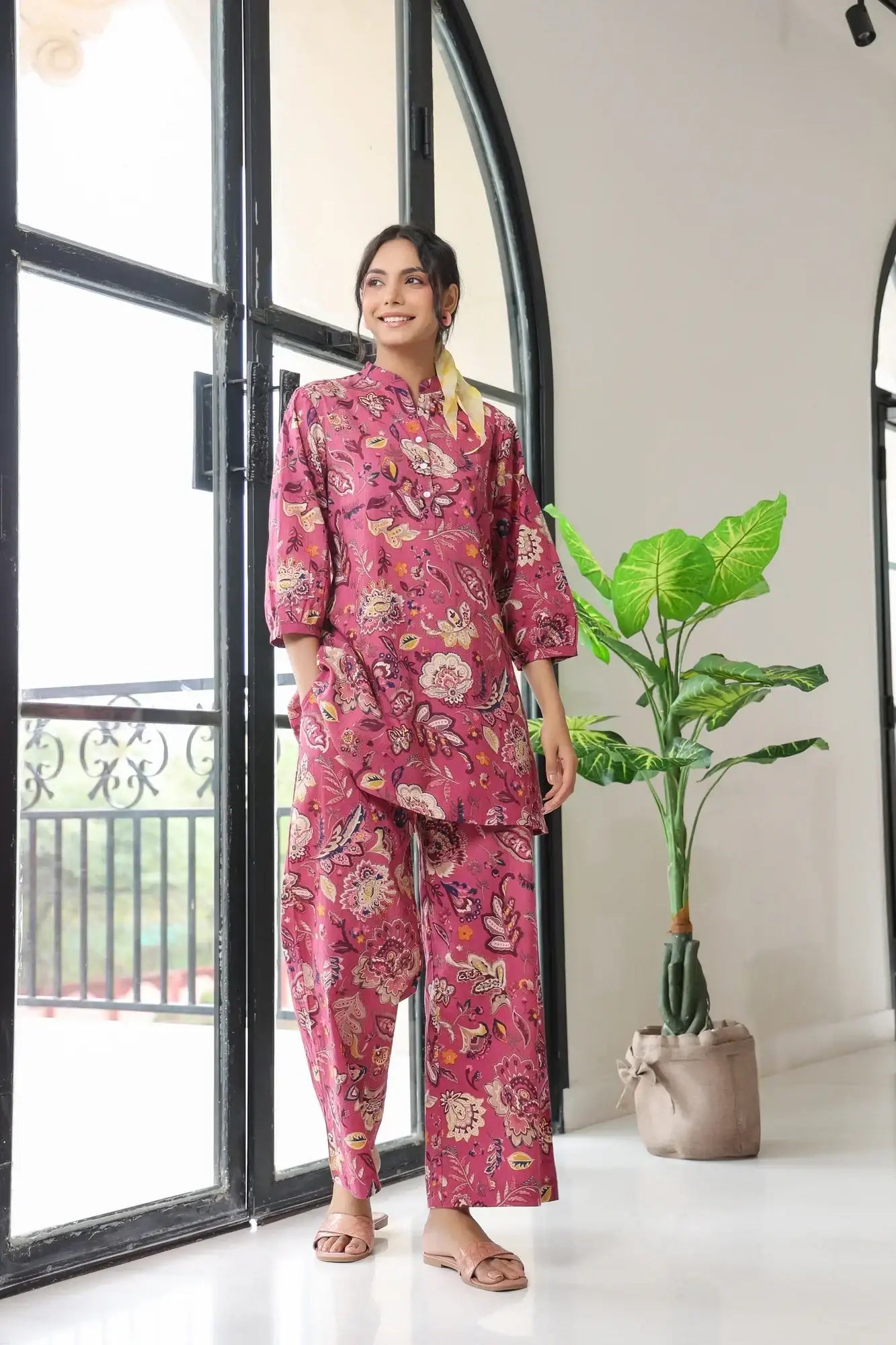 Garden Bliss Pink Cotton Co-ord Set