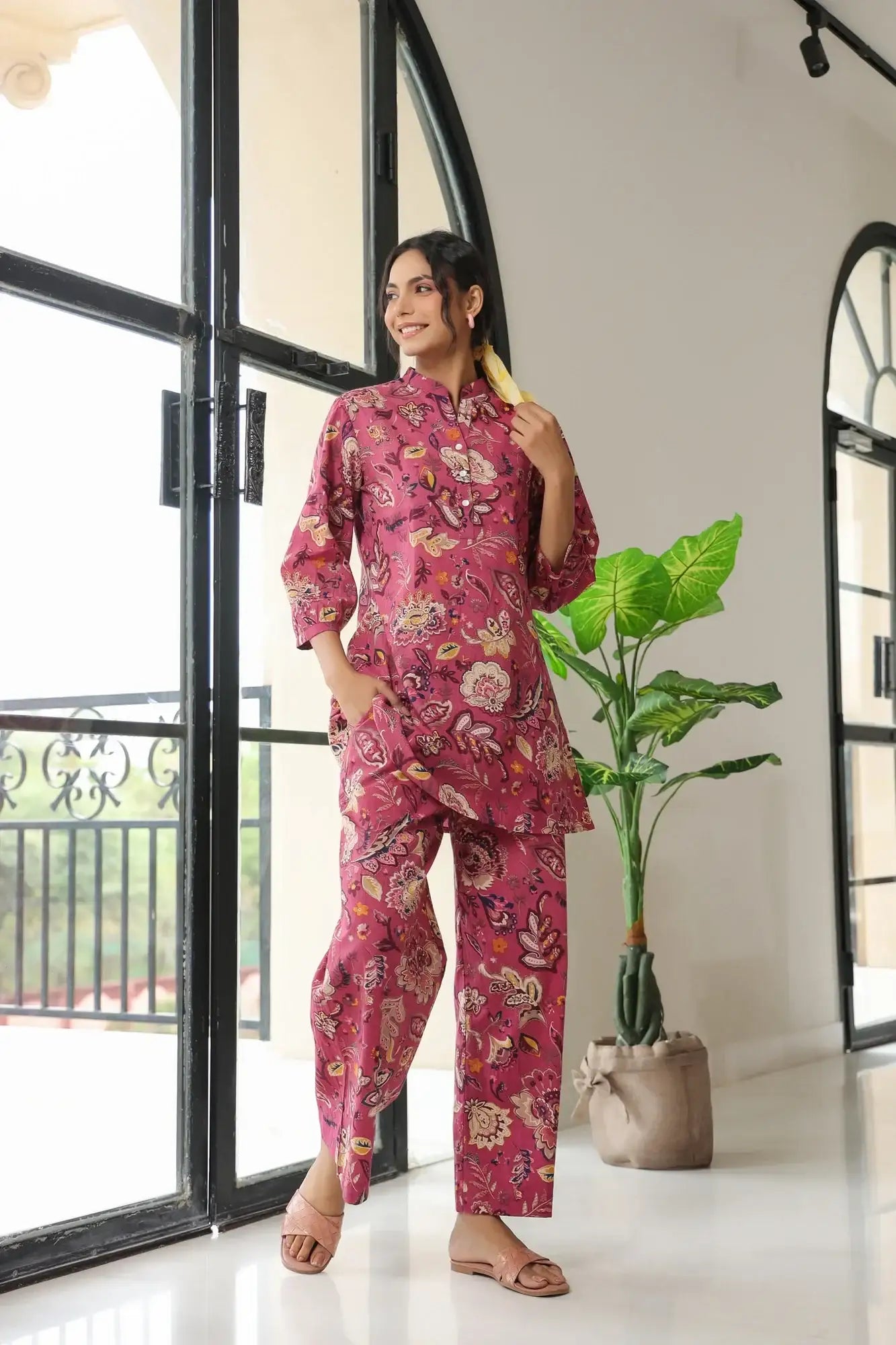 Garden Bliss Pink Cotton Co-ord Set