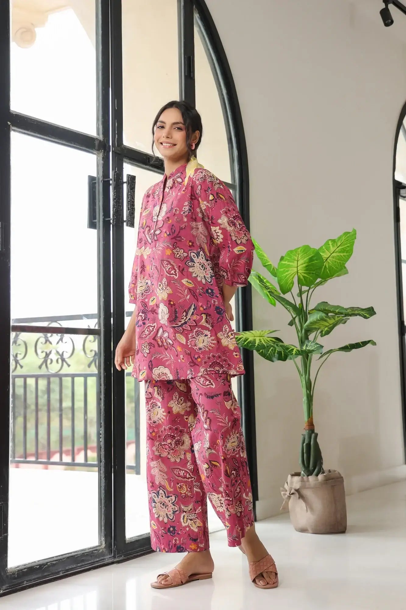 Garden Bliss Pink Cotton Co-ord Set