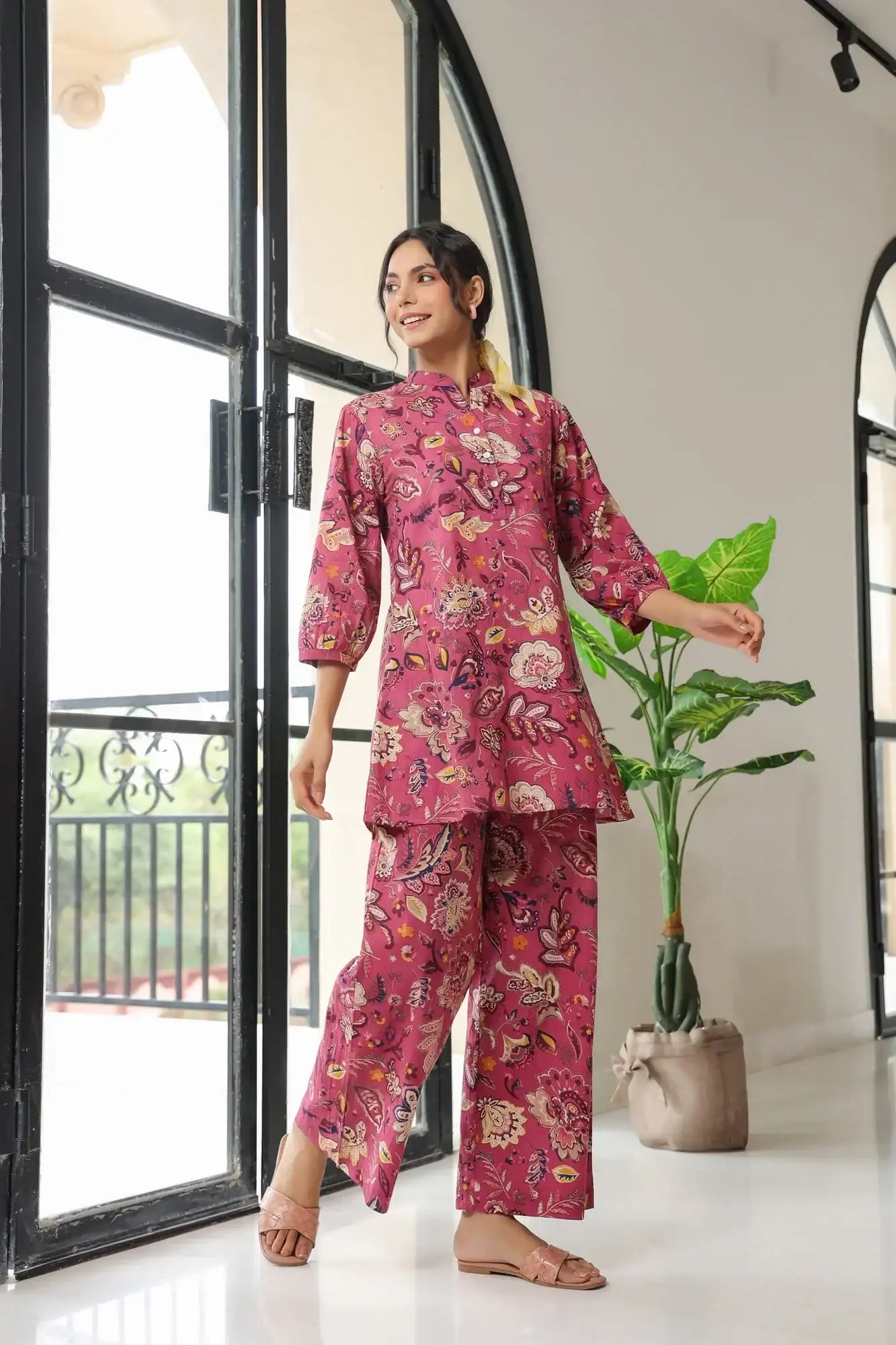 Garden Bliss Pink Cotton Co-ord Set