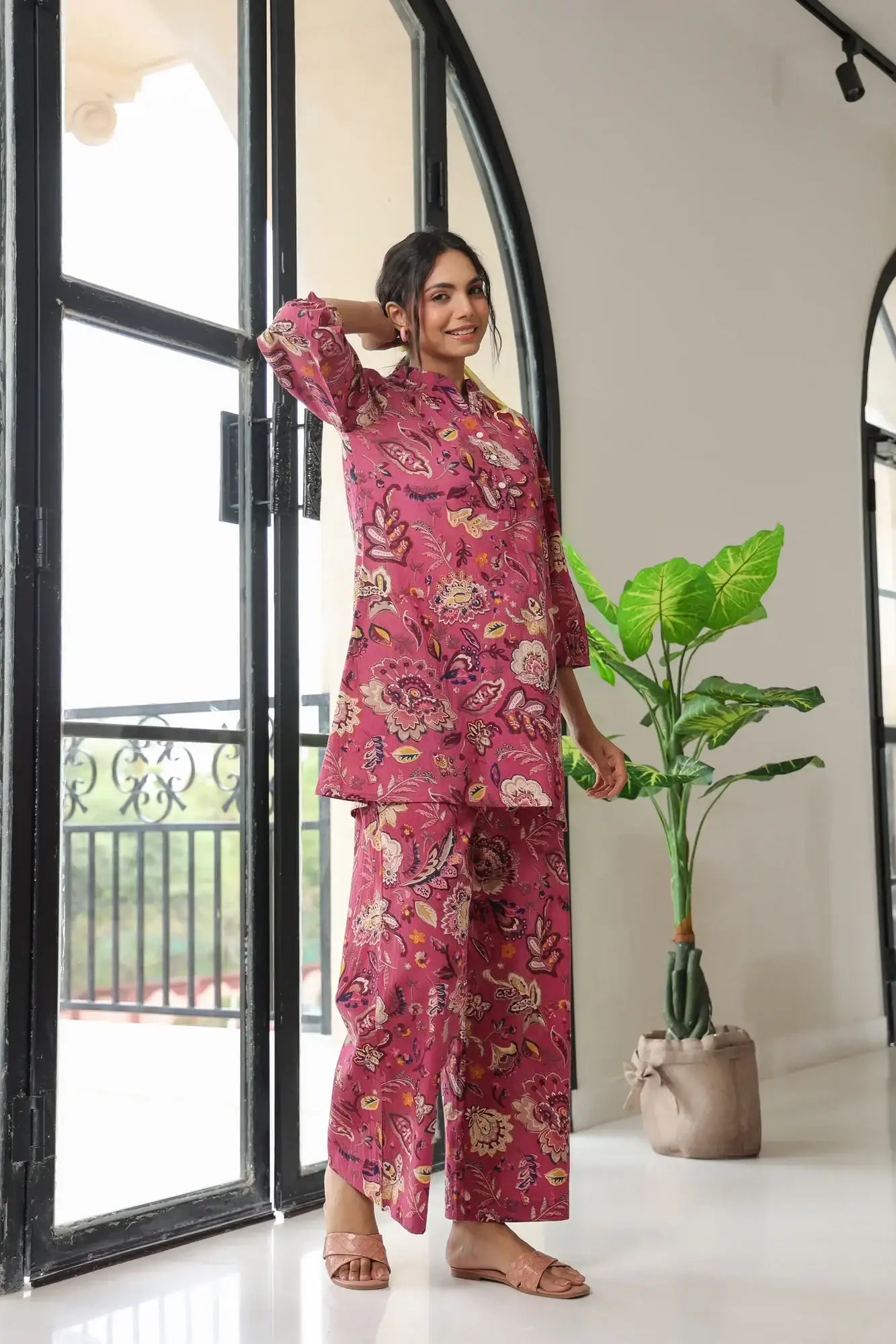 Garden Bliss Pink Cotton Co-ord Set