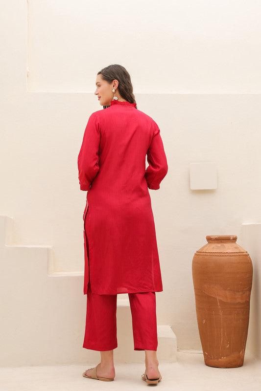 Crimson Whirl Russian Silk Co-ord Set