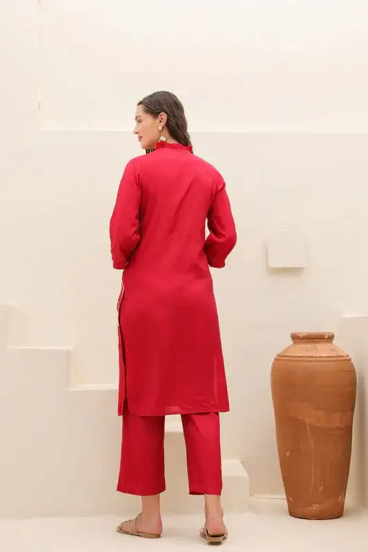 Crimson Whirl Russian Silk Co-ord Set