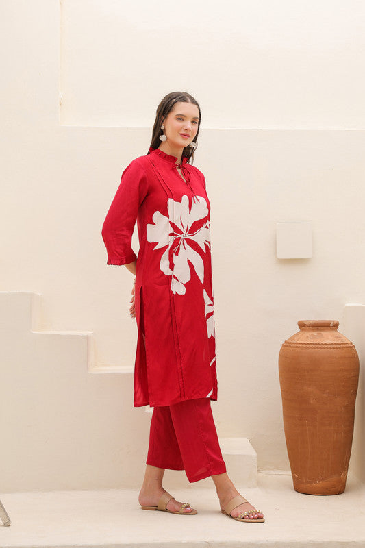 Crimson Whirl Russian Silk Co-ord Set