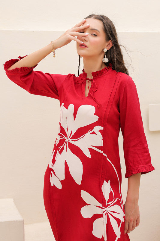 Crimson Whirl Russian Silk Co-ord Set