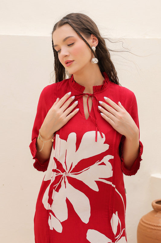 Crimson Whirl Russian Silk Co-ord Set
