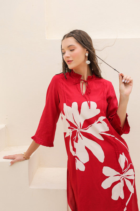 Crimson Whirl Russian Silk Co-ord Set