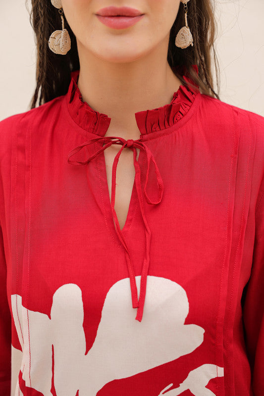 Crimson Whirl Russian Silk Co-ord Set