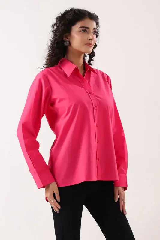 Fuchsia Flair Formal Pink Poplin Shirt