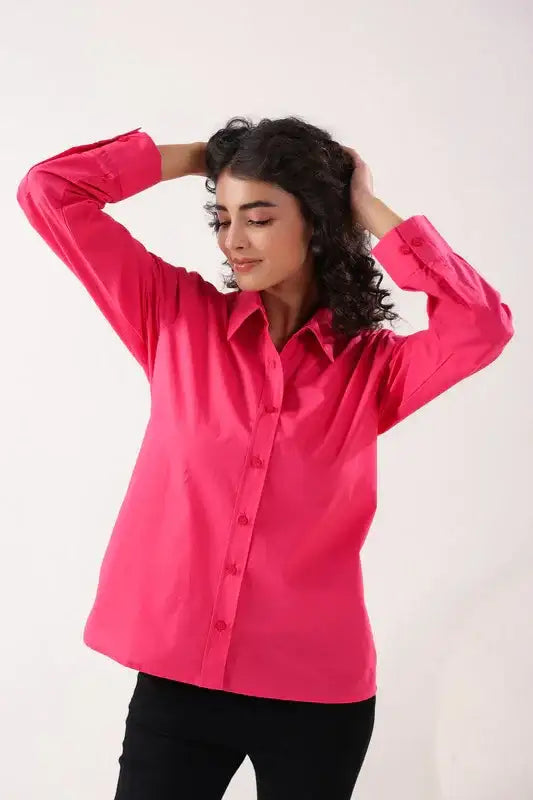 Fuchsia Flair Formal Pink Poplin Shirt