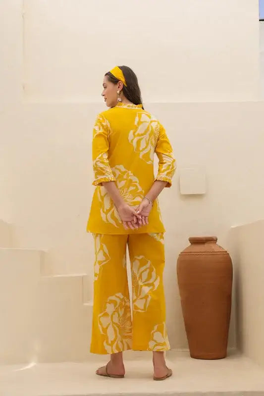 Sunflower Valley Yellow Cotton Co-ord Set