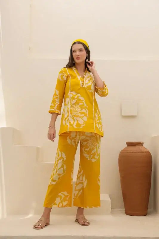 Sunflower Valley Yellow Cotton Co-ord Set