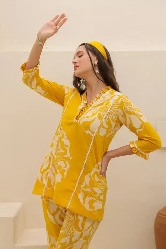Sunflower Valley Yellow Cotton Co-ord Set