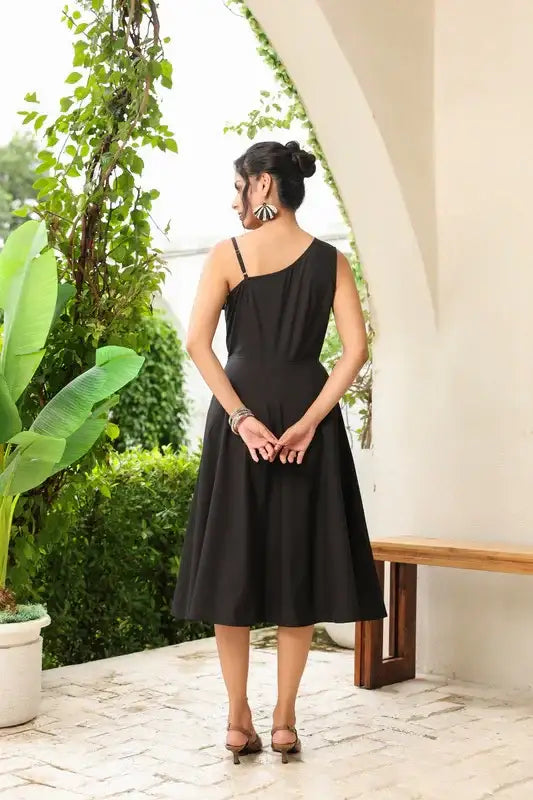 Midnight Bloom 3D Flower Dress