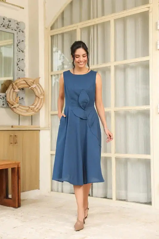 Midnight Grace 3D Flower Dress