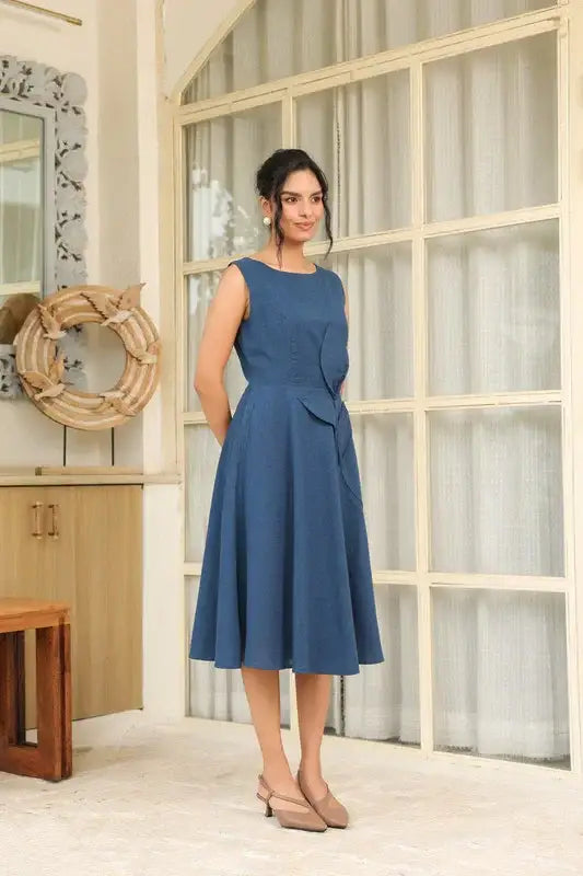 Midnight Grace 3D Flower Dress